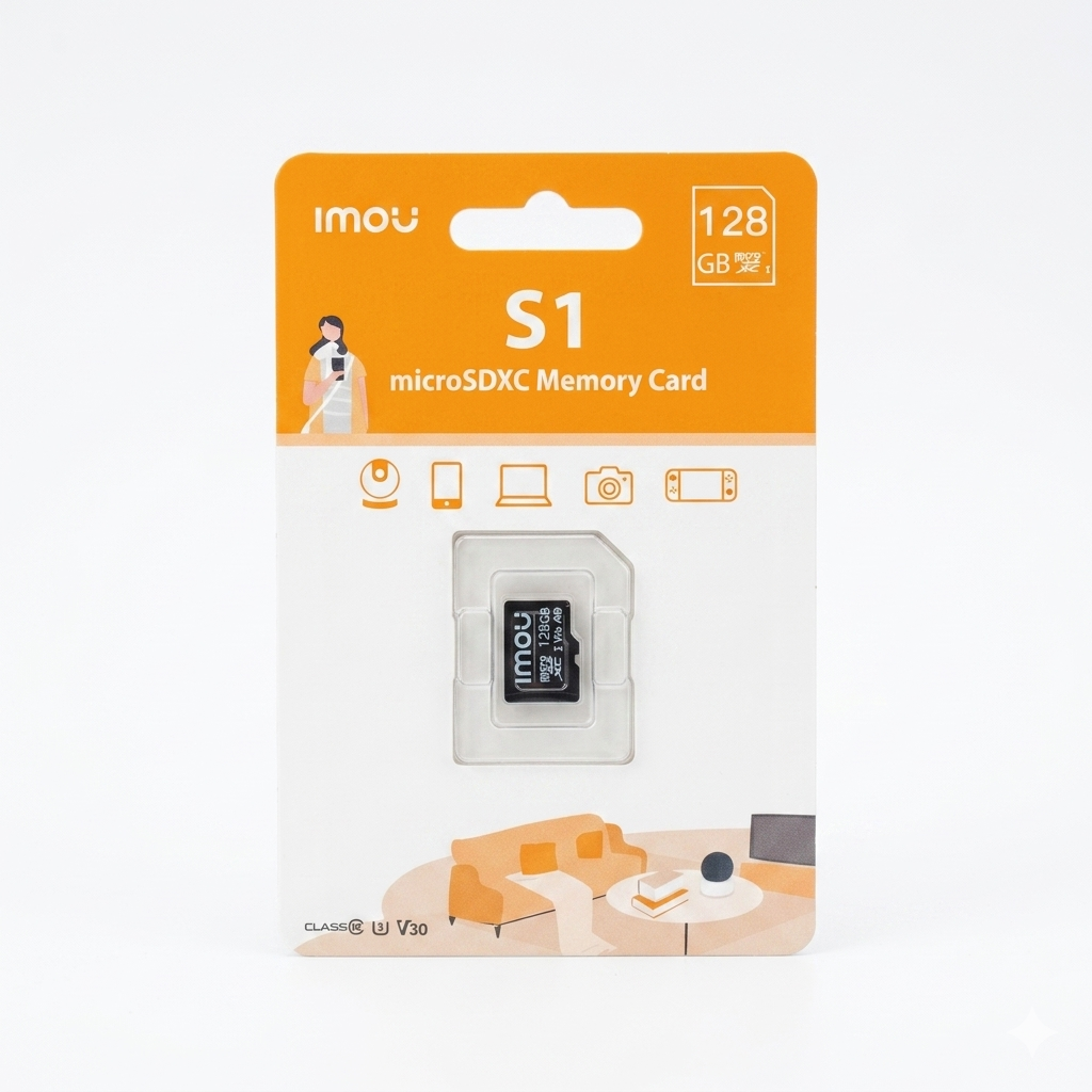 Imou MicroSDXC Memory Card 64GB S1/128GB – High-Speed Class 10 Storage for Security Cameras & Mobile Devices