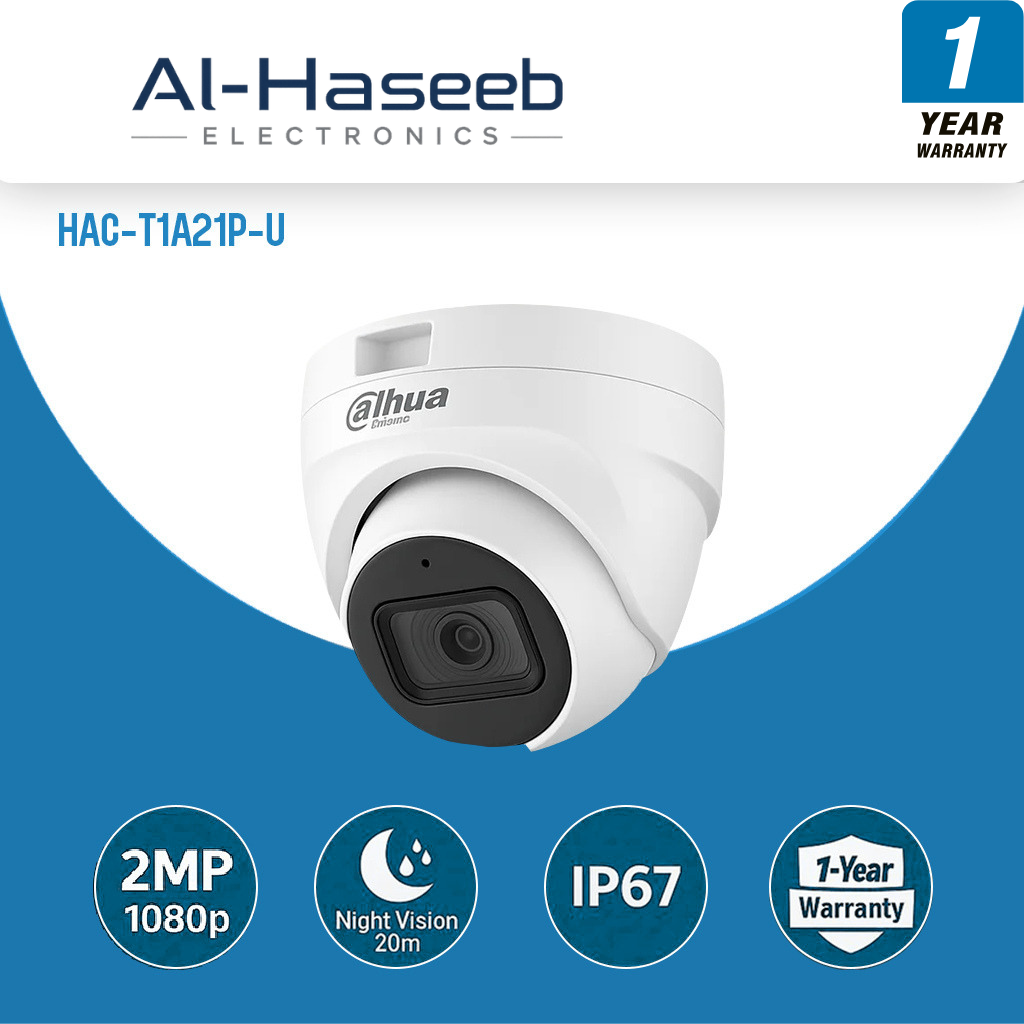 IP67 Weaterproof Camhera
Outdoor CCTV Camera
Dahua HAC-T1A21P-U
Dahua 2MP Dome Camera